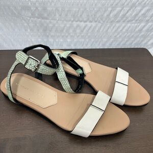 Loeffler Randal Buckle Closure Sandals Snake Print Size 8.5